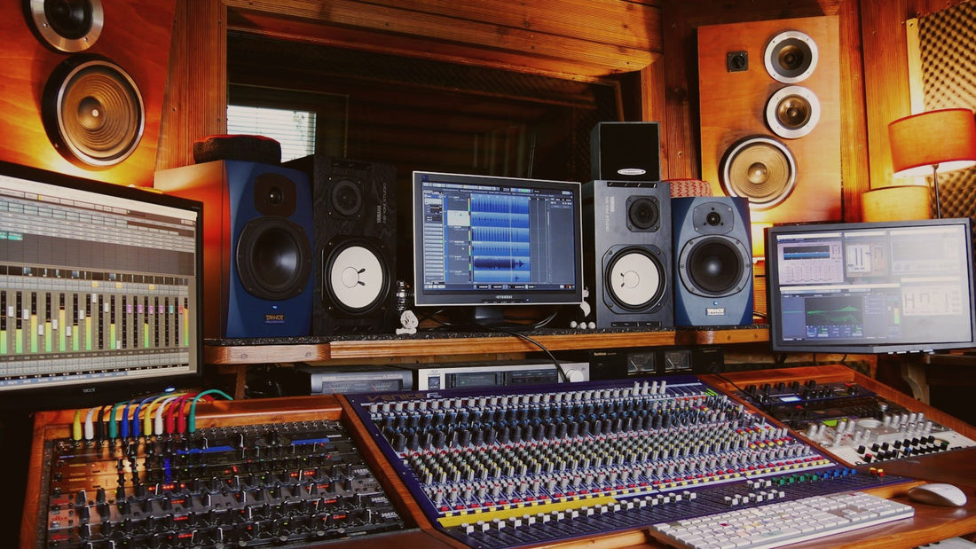 Enceintes de monitoring dans un studio